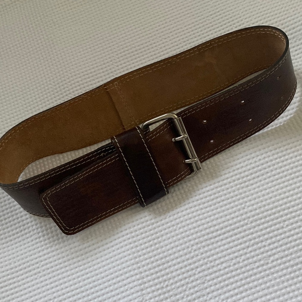 Brown leather wide belt